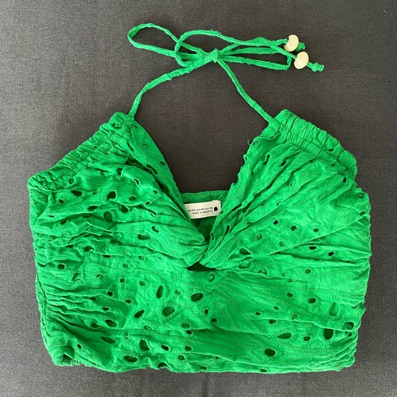 Zara Tops - Zara green eyelet crop halter summer top!